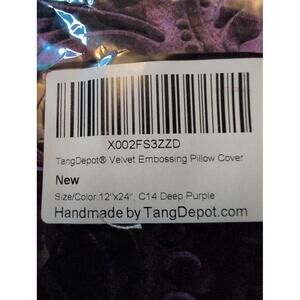 TangDepot Velvet Embossing Pillow Cover 12x24 Deep Purple‎